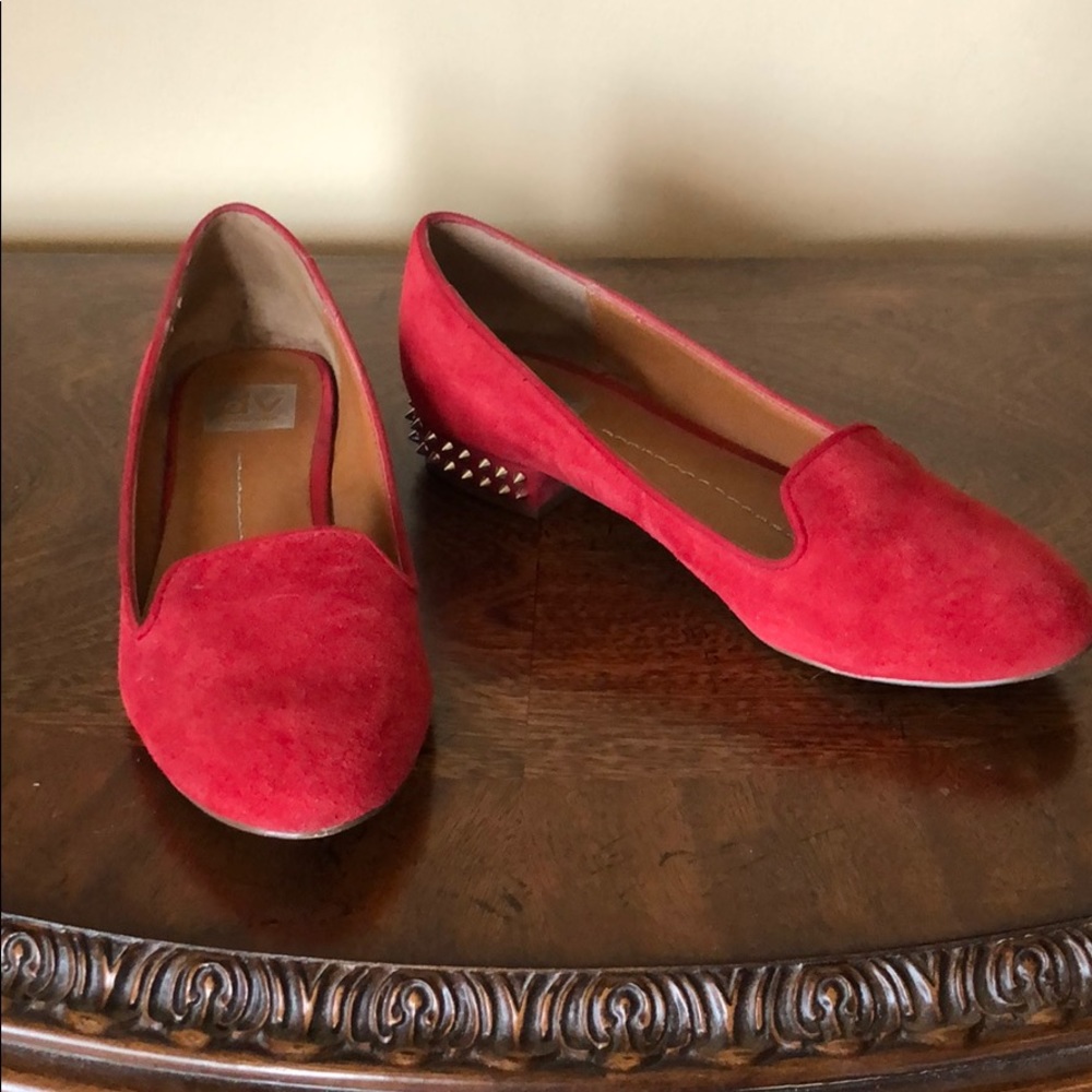 Red suede flats